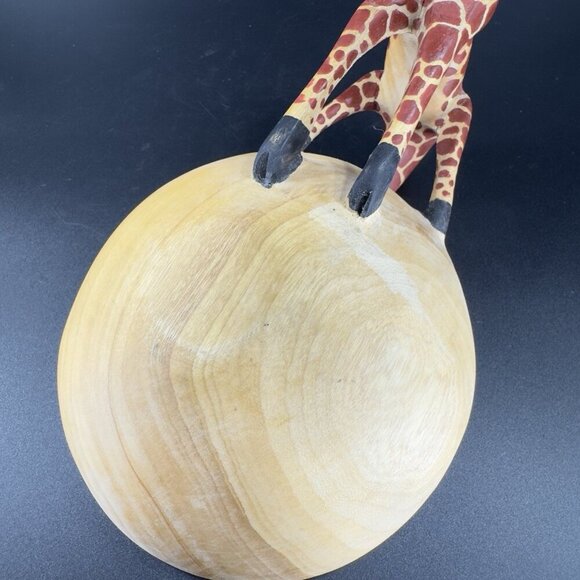 Vintage Carved Giraffe Wooden Decorative Snack Bowl Dish Decorative Trinket Dish - Picture 8 of 13